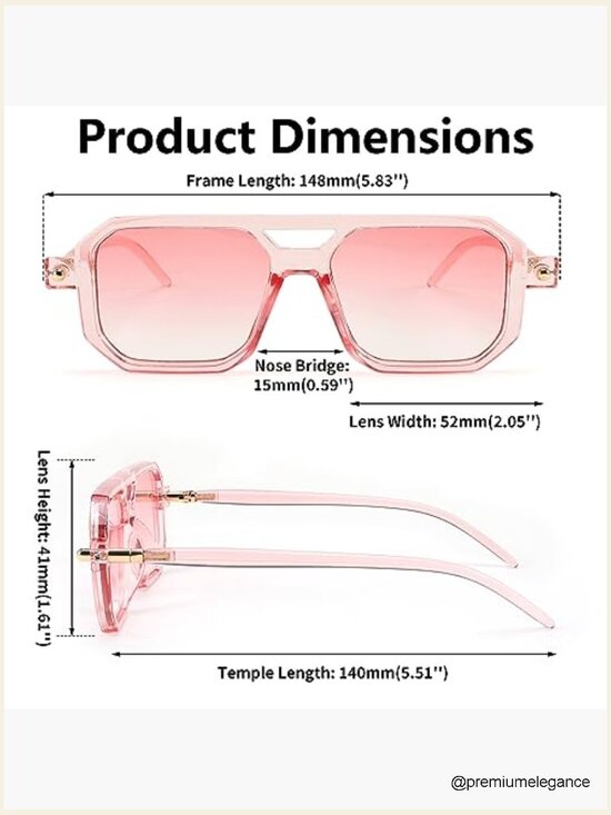 Vintage 70s Flat Aviator Sunglasses Square Retro Frame UV400 Protection